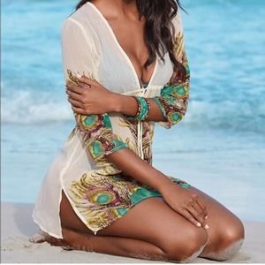 VENUS Tropical Green and Cream Swim Coverup